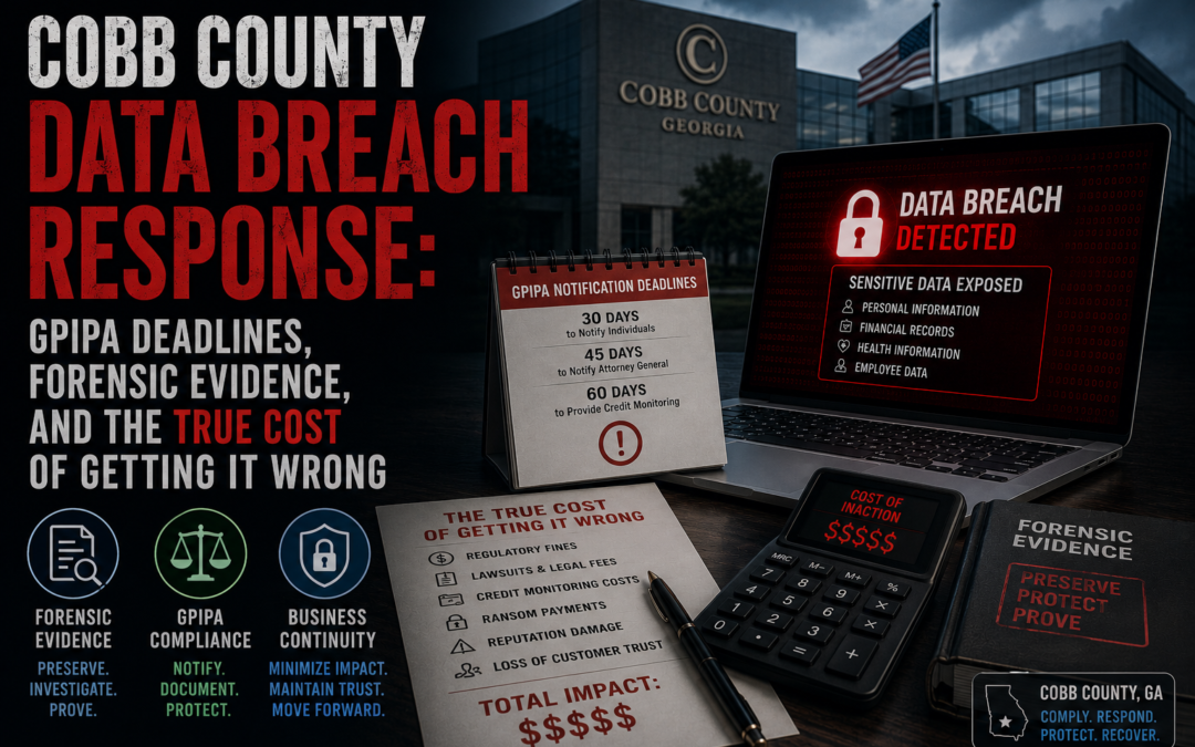 Cobb County Data Breach Response: GPIPA Deadlines, Legal Exposure, & Forensics