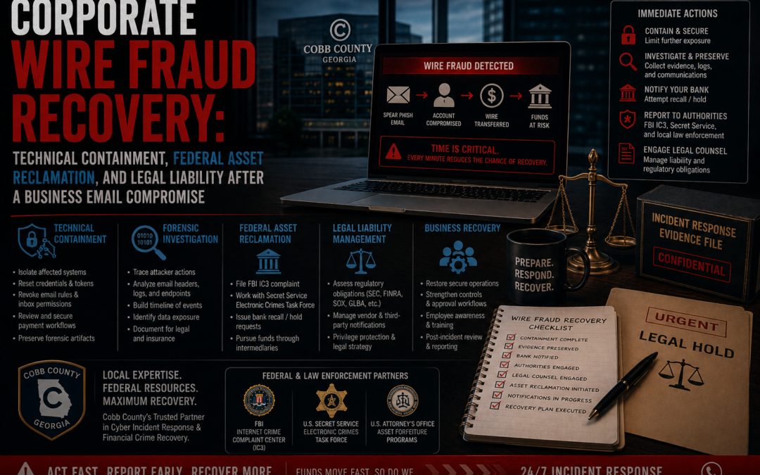 Corporate Wire Fraud Recovery: BEC Incident Response & Technical Containment in Cobb County